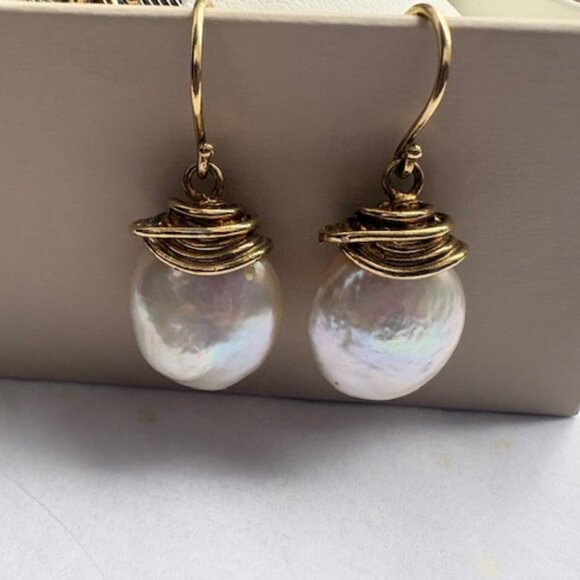 Ross-Simons coin drop pearl earrings - Picture 2 of 4